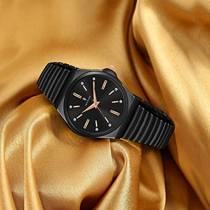 Imperious Stainless Steel Dial Wrist Watches for Women Stylish Belt Ladies Watch - Classic Black Water Resistant Womens Watches
