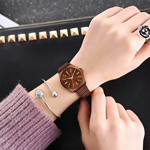 Imperious Stainless Steel Dial Wrist Watches for Women Stylish Belt Ladies Watch - Coffee Brown Water Resistant Womens Watches
