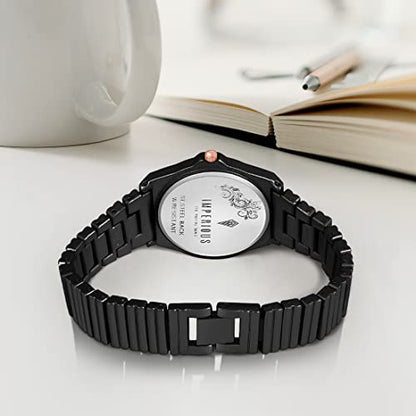 Imperious Stainless Steel Dial Wrist Watches for Women Stylish Belt Ladies Watch - Classic Black Water Resistant Womens Watches