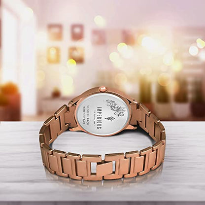 Imperious Stainless Steel Dial Wrist Watches for Women Stylish Belt Ladies Watch - Brown Water Resistant Womens Watches