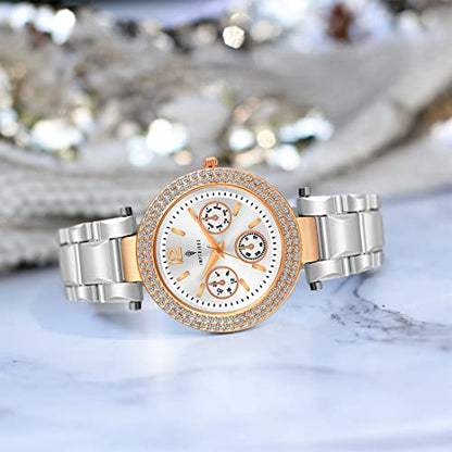 Imperious Silver Wrist Watch for Women, Branded Stylish Ladies Watch - Water Resistant, Stainless Steel & Diamond Studded