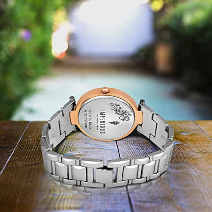 Imperious Silver Wrist Watch for Women, Branded Stylish Ladies Watch - Water Resistant, Stainless Steel & Diamond Studded