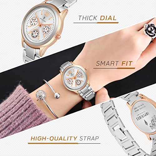 IMPERIOUS Wrist Watches for Women - Deep Silver, Stainless Steel & Water Resistant Ladies Women Watches