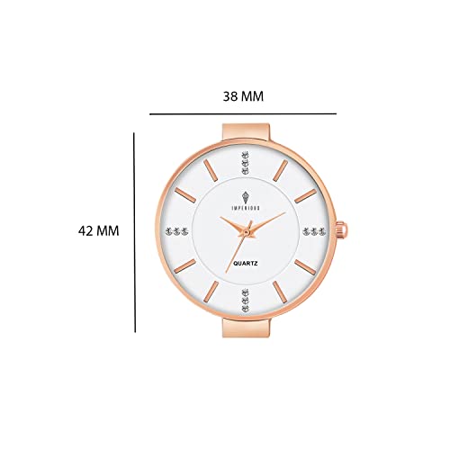 Imperious White Analogue Watch Silver Dial Strap Watch (Golden)