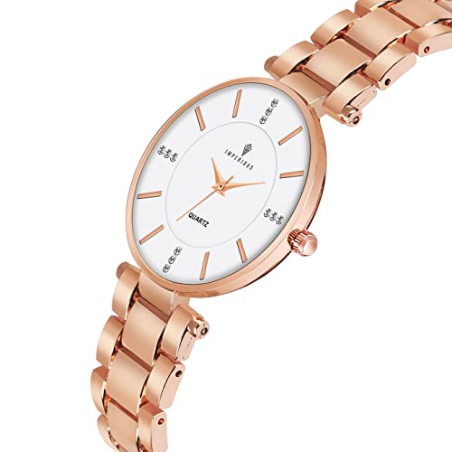 Imperious White Analogue Watch Silver Dial Strap Watch (Golden)