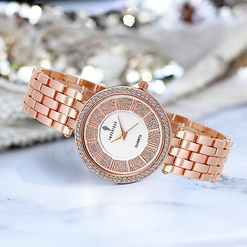 IMPERIOUS - THE ROYAL WAY Wrist Watches for Women Branded Analogue Ladies Stainless Steel Wrist Watch with Round Dial | Splash Resistant Watches for Girls (Gold)