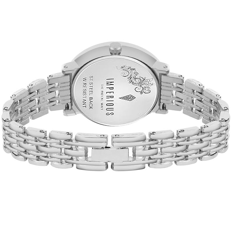 IMPEROUS - The Royal Way Women's Round Dial Watch | Quartz Movement | Elegant Metal Strap | Slim Design, Silver