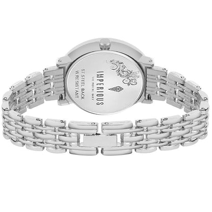IMPEROUS - The Royal Way Women's Round Dial Watch | Quartz Movement | Elegant Metal Strap | Slim Design, Silver