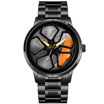 IMPERIOUS Men's Watch New Wheels Rolling Analog Stainless Steel || Quartz Movement|| Water Resistant Wristwatch - Orange