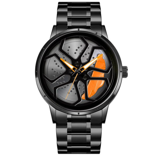 IMPERIOUS Men's Watch New Wheels Rolling Analog Stainless Steel || Quartz Movement|| Water Resistant Wristwatch - Orange