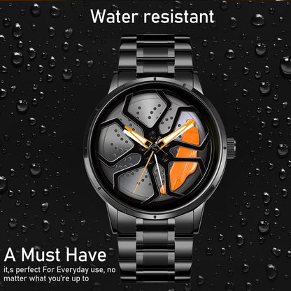 IMPERIOUS Men's Watch New Wheels Rolling Analog Stainless Steel || Quartz Movement|| Water Resistant Wristwatch - Orange