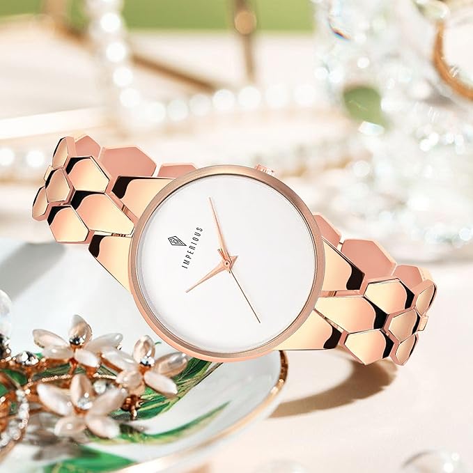 IMPERIOUS - THE ROYAL WAY Analogue Women's Branded Gold Silver Wrist Watches for Women (Rose Gold)