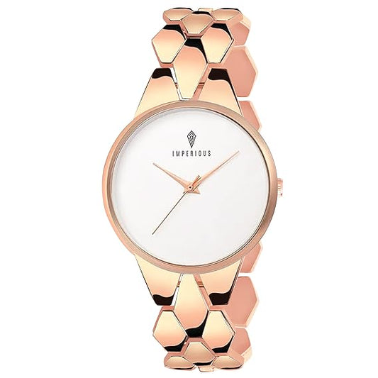 IMPERIOUS - THE ROYAL WAY Analogue Women's Branded Gold Silver Wrist Watches for Women (Rose Gold)