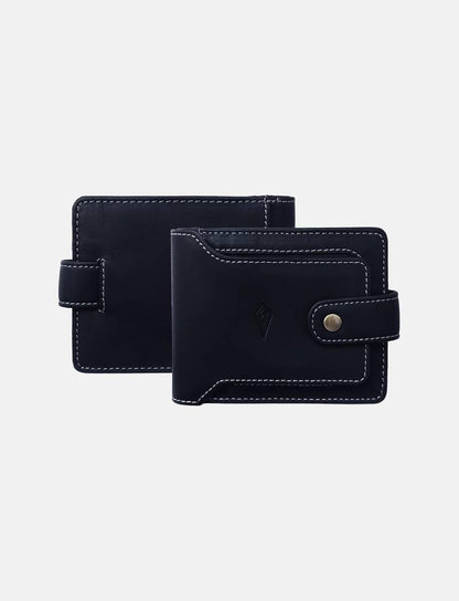 Vinatge Leather Wallet, 2 Fold Wallet with 9 Card Holder Slots (Black)