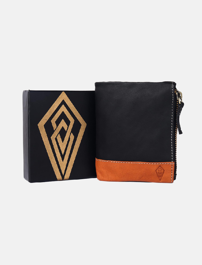 THE ROYAL WAY Vintage Navy Leather Men's RFID Blocking Wallet