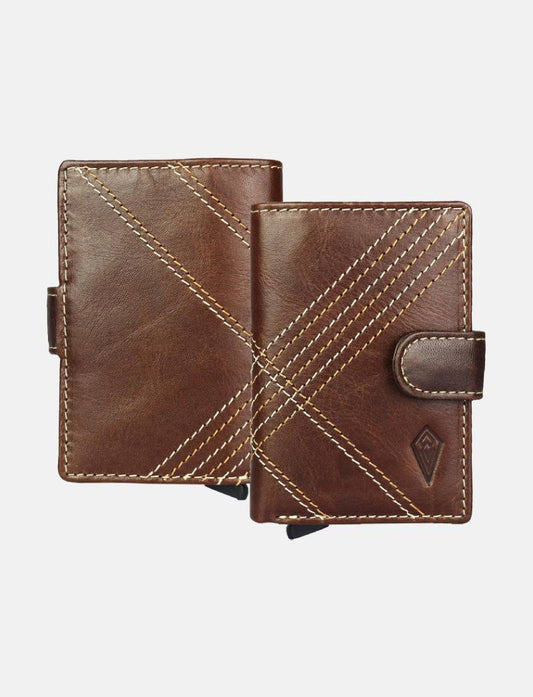 THE ROYAL WAY Men's and Women's Leather Debit Credit RFID Blocking Card Holder Wallet (Olive green)