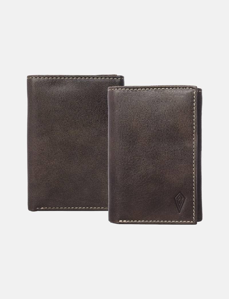 THE ROYAL WAY Olive Leather Men's RFID Blocking Wallet