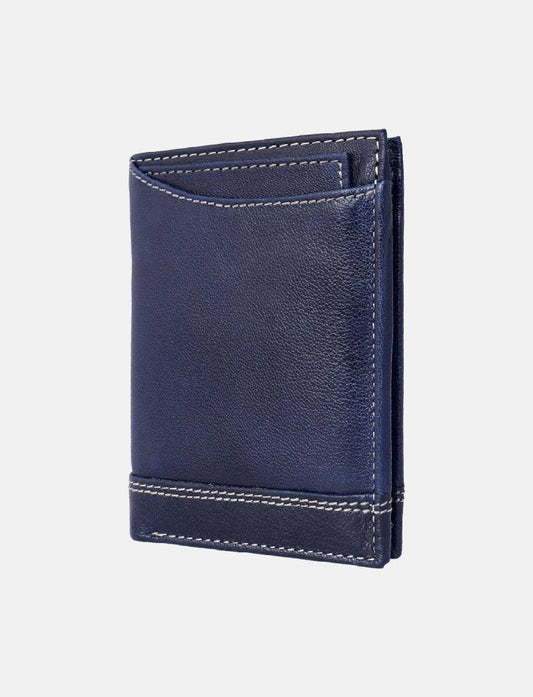 RFID Protected Genuine Leather Wallet for Men (Navy)