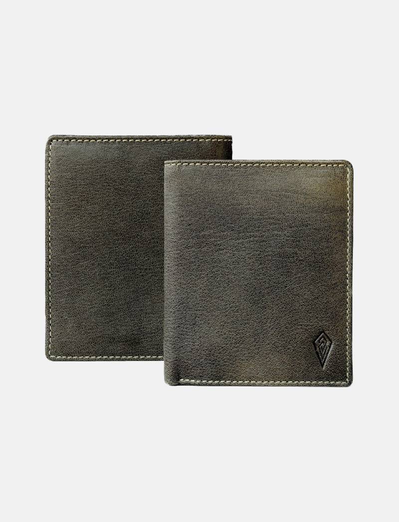 THE ROYAL WAY Green Leather Men's RFID Blocking Wallet
